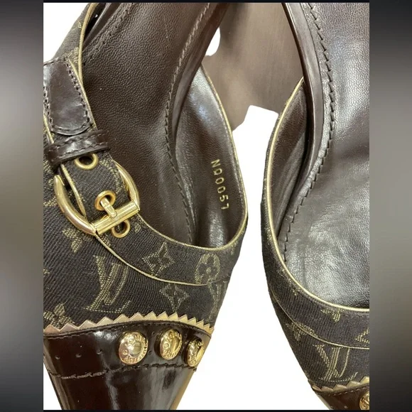 Louis Vuitton Dark Brown Monogram Mules - Picture 3 of 4